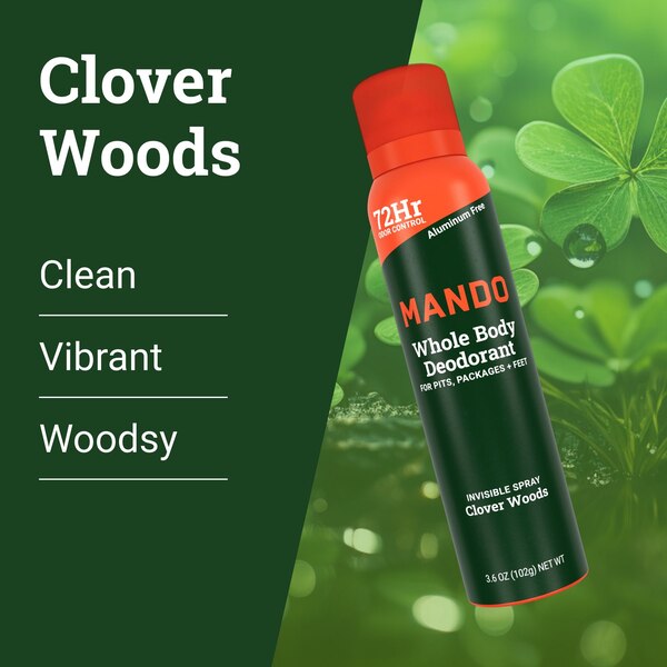 Mando Whole Body Deodorant Spray, Clover Woods, 3.6 OZ