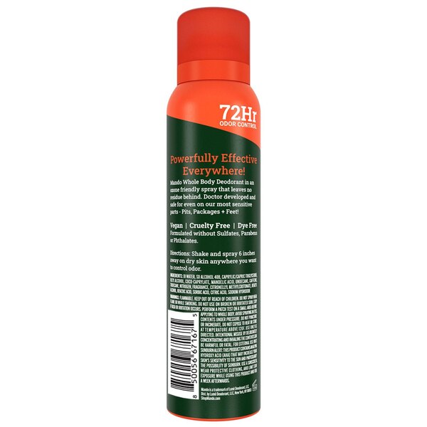 Mando Whole Body Deodorant Spray, Clover Woods, 3.6 OZ