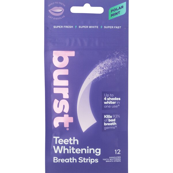 Burst Teeth Whitening Breath Strips, Polar Mint, 12 CT
