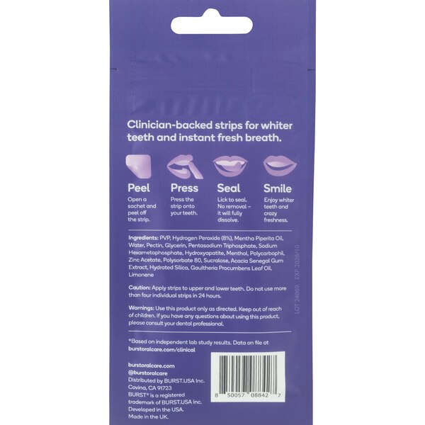 Burst Teeth Whitening Breath Strips, Polar Mint, 12 CT