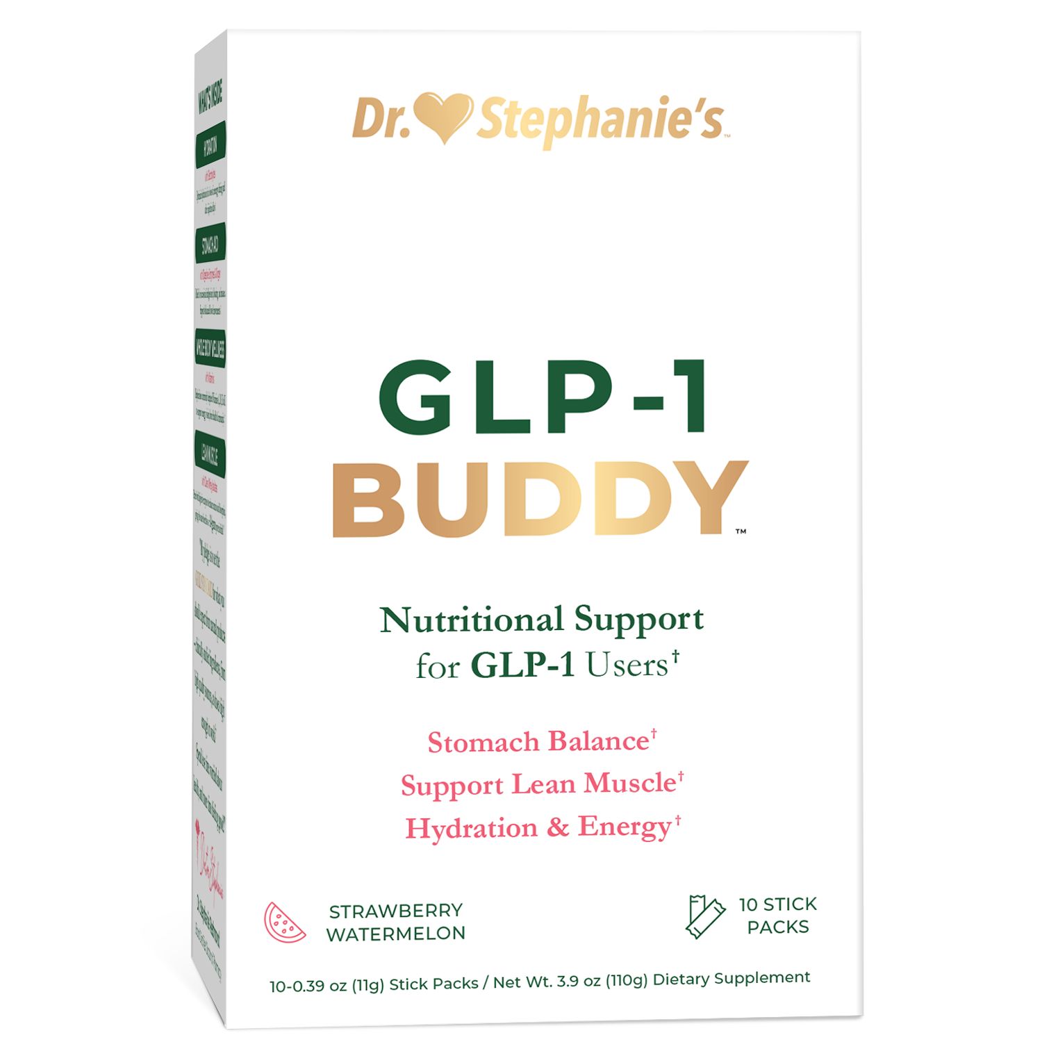 Dr. Stephanie's GLP-1 Buddy Protein Drink Mix, Strawberry Watermelon, 10 CT