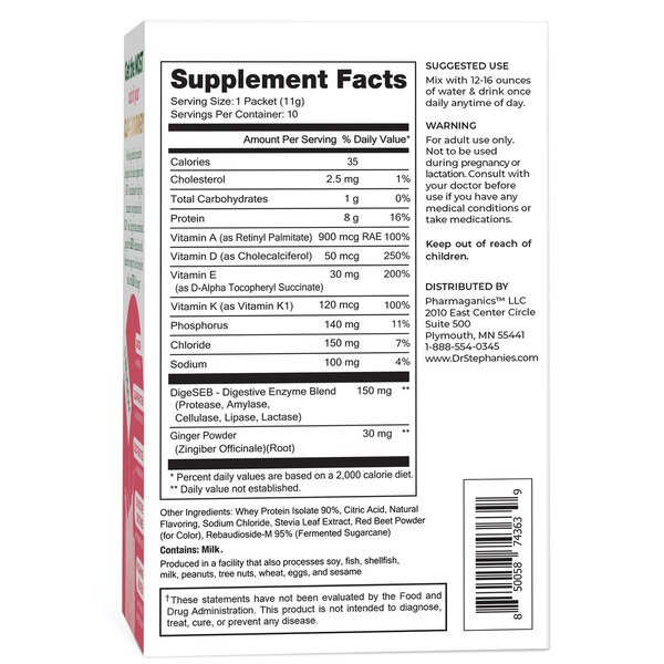 Dr. Stephanie's GLP-1 Buddy Protein Drink Mix, Strawberry Watermelon, 10 CT