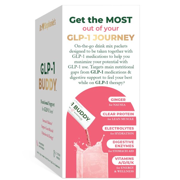 Dr. Stephanie's GLP-1 Buddy Protein Drink Mix, Strawberry Watermelon, 10 CT