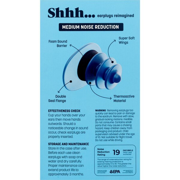 Shhh... Rest in Pease Reusable Earplugs, 2 CT