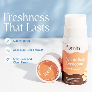 FOMIN Whole Body Natural Deodorant, 2.75 OZ, Honey Pear, Vanilla Coconut