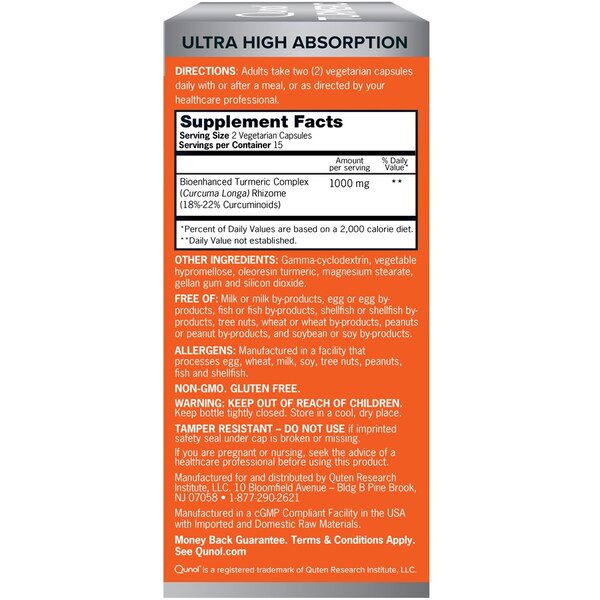 Qunol Extra Strength Turmeric Curcumin Complex Softgels 1000mg