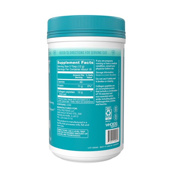VITAL PROTEINS MARINE COLLAGEN UNFLAVORED POWDER