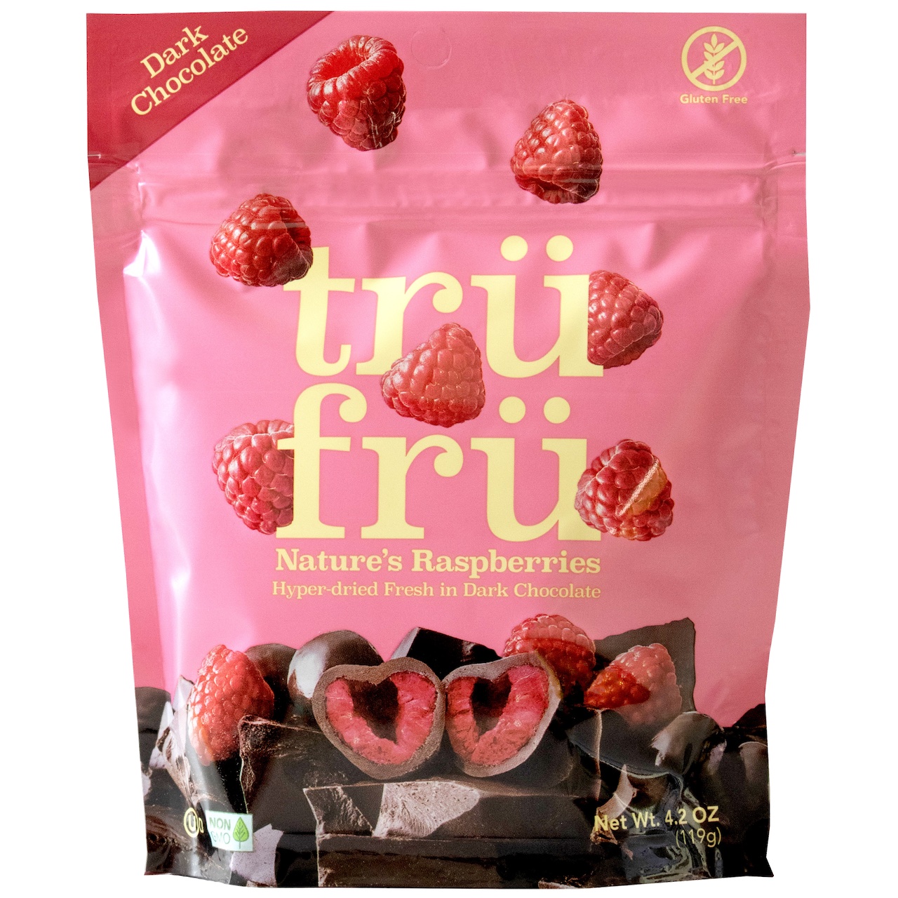 Tru Fru Hyper-Dried Raspberries Covered in Dark Chocolate, 4.2 oz