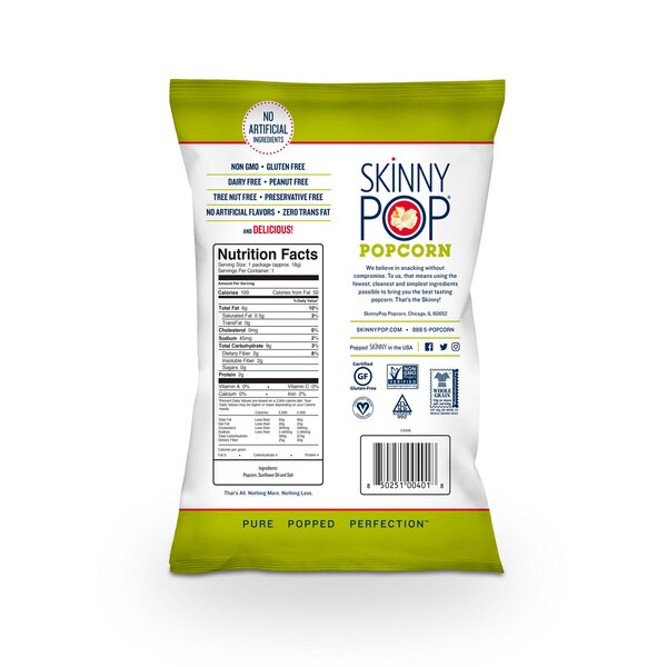 SkinnyPop Original Popcorn 100 Calorie Bag, 0.65 oz