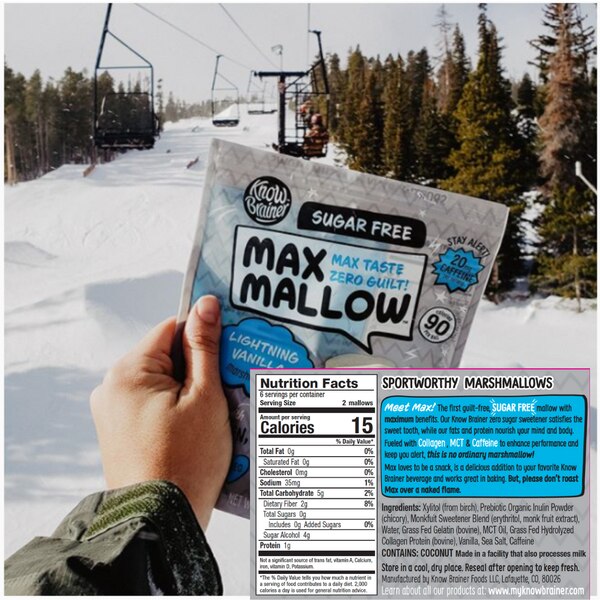 Max Mallow Lightning Vanilla Keto Sugar Free Marshmallows, Fueled with Collagen & Mct Oil, 3.4 oz