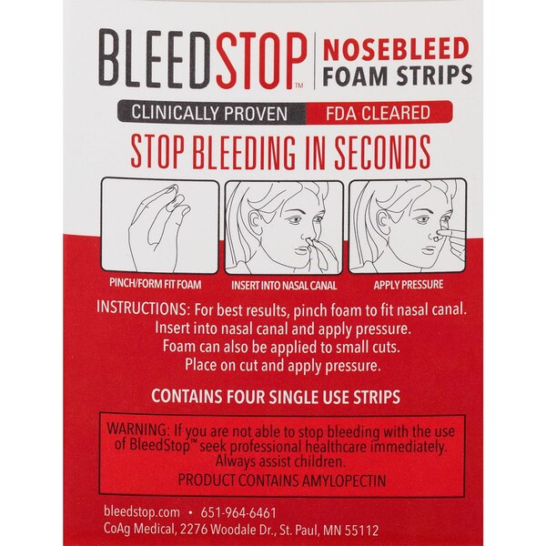 BleedStop Nosebleed Strips, 4 PK