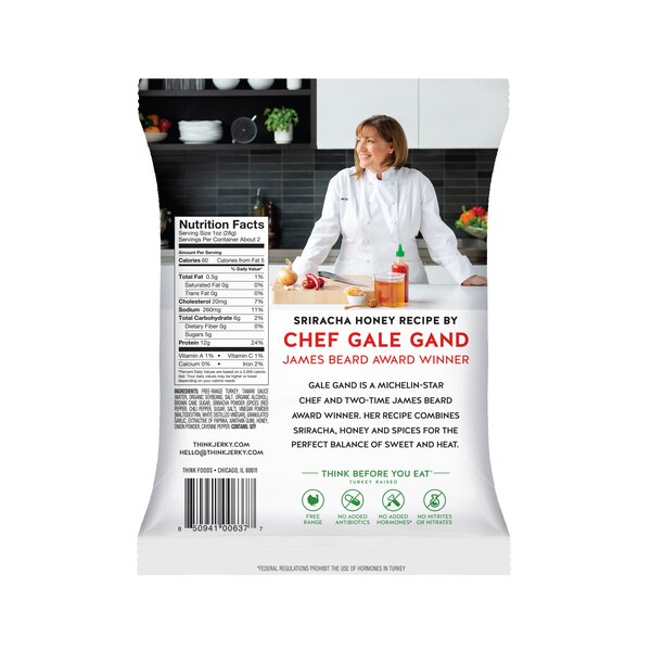 Think Jerky Sriracha Honey Turkey Jerky, 2.2 oz