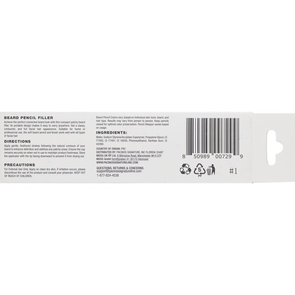Pacinos Beard Pencil Filler + Brush, Black