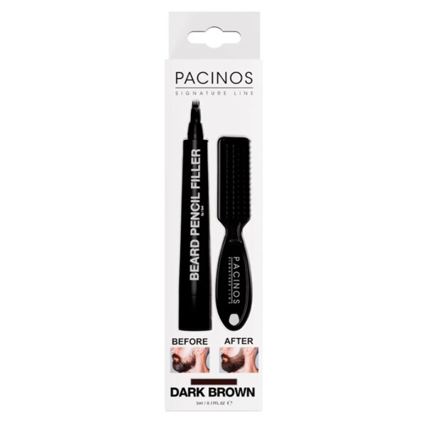 Pacinos Beard Pencil Filler with Brush, Dark Brown