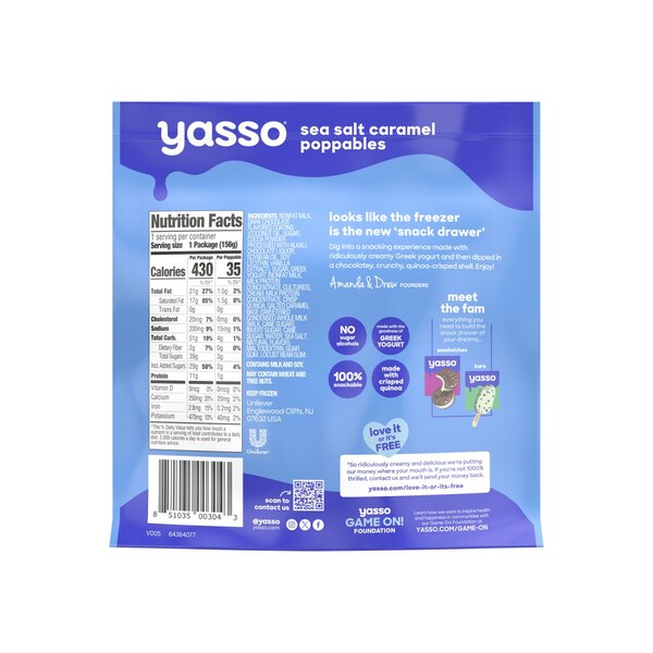 Yasso, Sea Salt Caramel Poppables, 6.84 oz