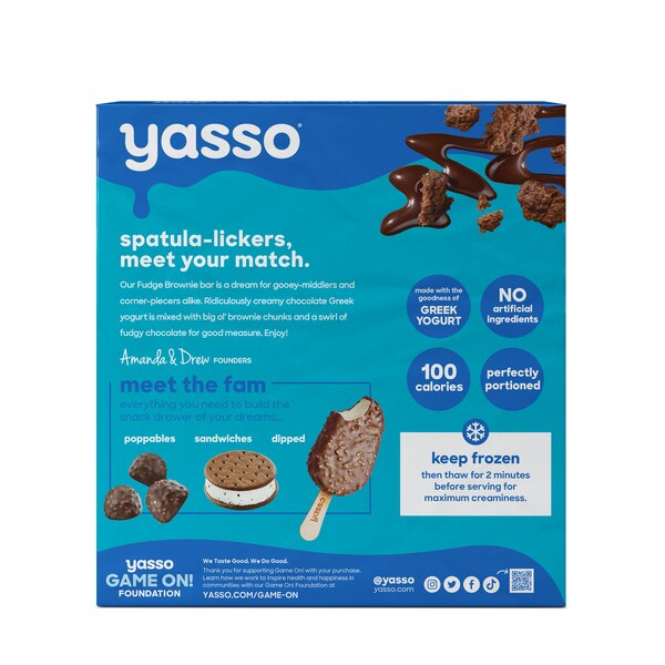 Yasso, Greek Yogurt Bars, Fudge Brownie, 4 ct, 10.6 oz