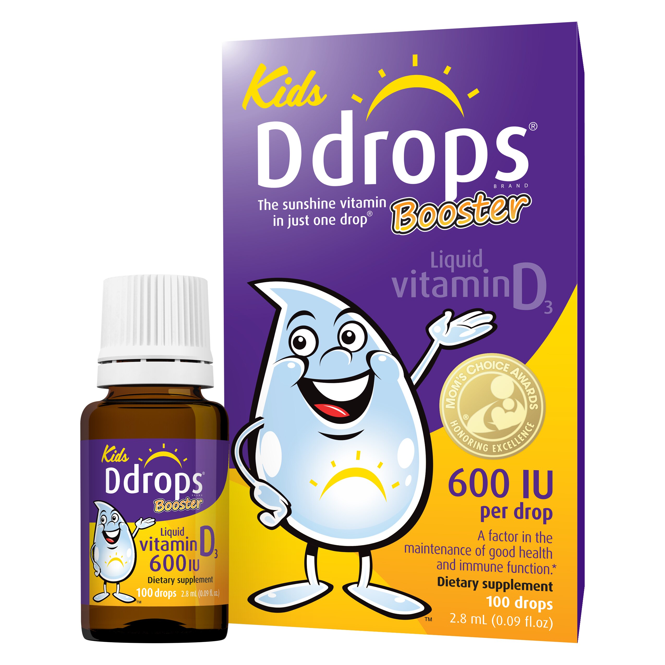 Ddrops Kids Booster 600 IU Liquid Vitamin D, 100 drops (0.09 fl. oz.)