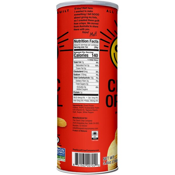 The Good Crisp Company Classic Original Gluten Free Potato Chips, 5.6 oz