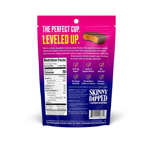 Skinny Dipped, Dark Chocolate Peanut Butter Cup, 3.17 Oz