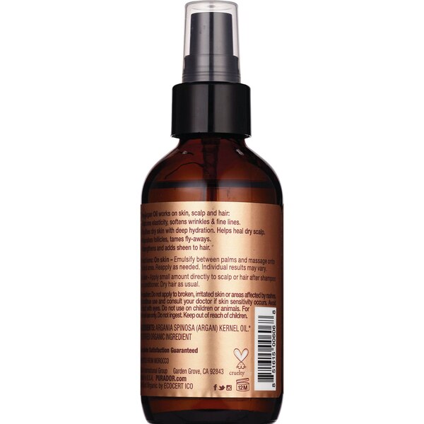 Pura d'or Professional Organic Argan Oil, 4 OZ