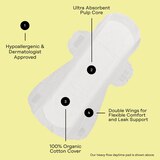 The Honey Pot Daytime Herbal Heavy Flow Organic Cotton Pads, thumbnail image