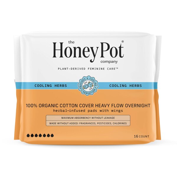 The Honey Pot Overnight Heavy Flow Organic Cotton Pads