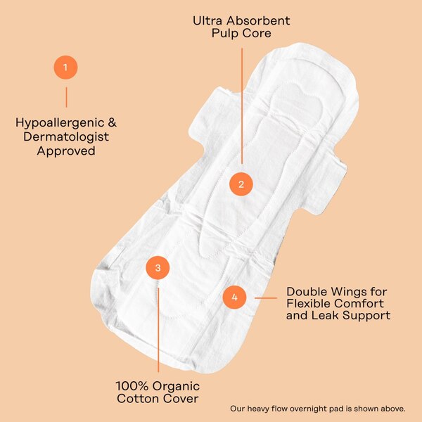 The Honey Pot Overnight Heavy Flow Organic Cotton Pads