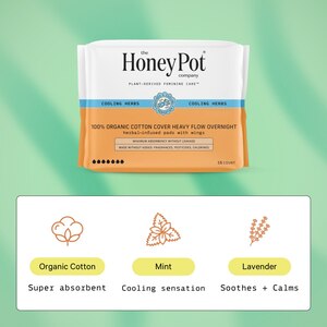 The Honey Pot Overnight Heavy Flow Organic Cotton Pads