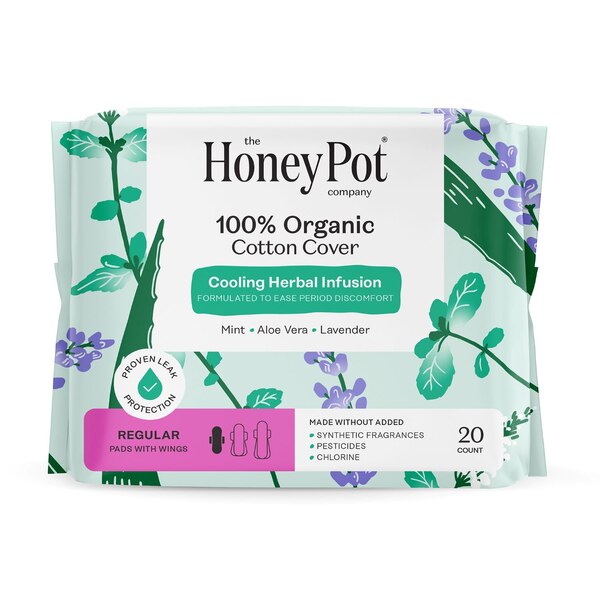 The Honey Pot Company Organic Cotton Pads, Regular, 20 CT
