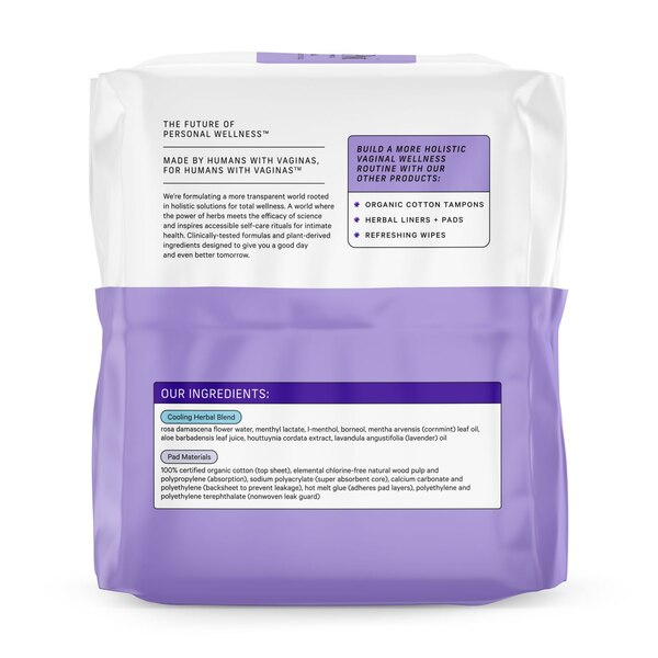 The Honey Pot Company Organic Herbal Pads, Overnight, 12 CT