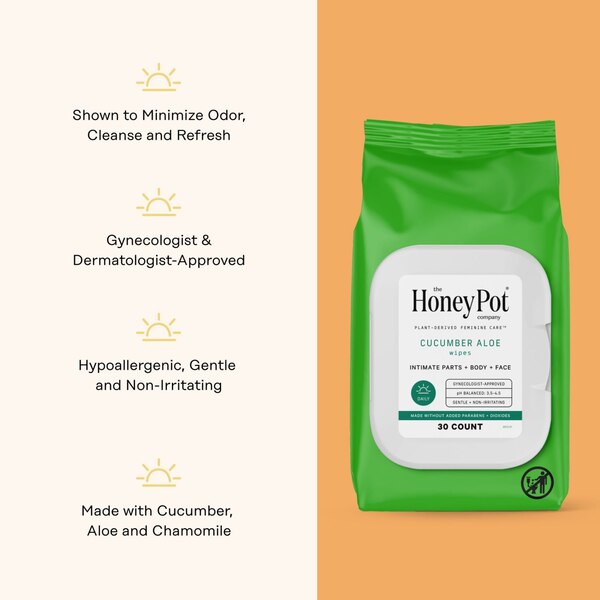 The Honey Pot Intimate Wipes, 30 CT