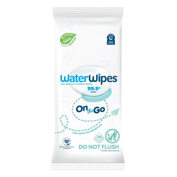 WaterWipes On The Go 99.9% Water Based Wipes, Sensitive, 28 CT