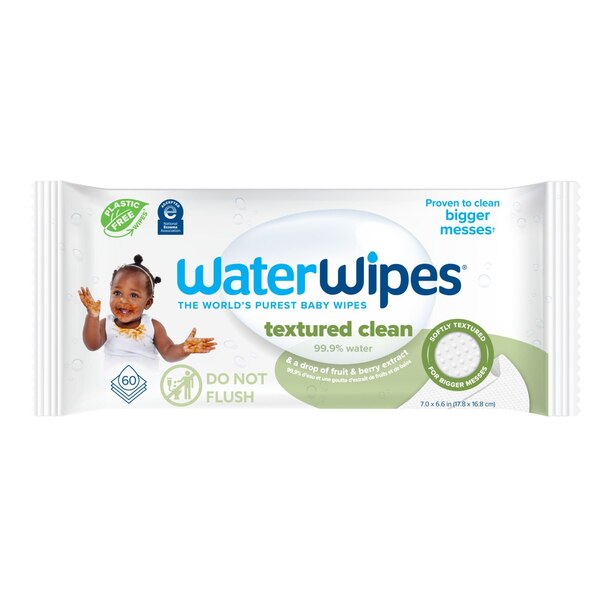WaterWipes Textured Clean 99.9% Water Based Toddler & Baby Wipes, Sensitive