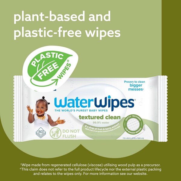 WaterWipes Textured Clean 99.9% Water Based Toddler & Baby Wipes, Sensitive