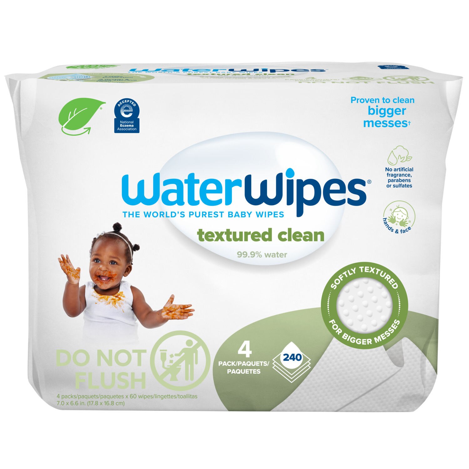 WaterWipes Textured Clean 99.9% Water Based Toddler & Baby Wipes, Sensitive