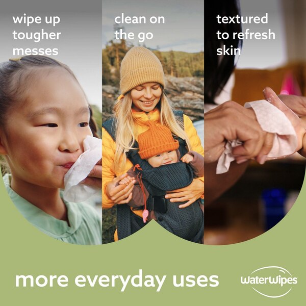 WaterWipes Textured Clean 99.9% Water Based Toddler & Baby Wipes, Sensitive