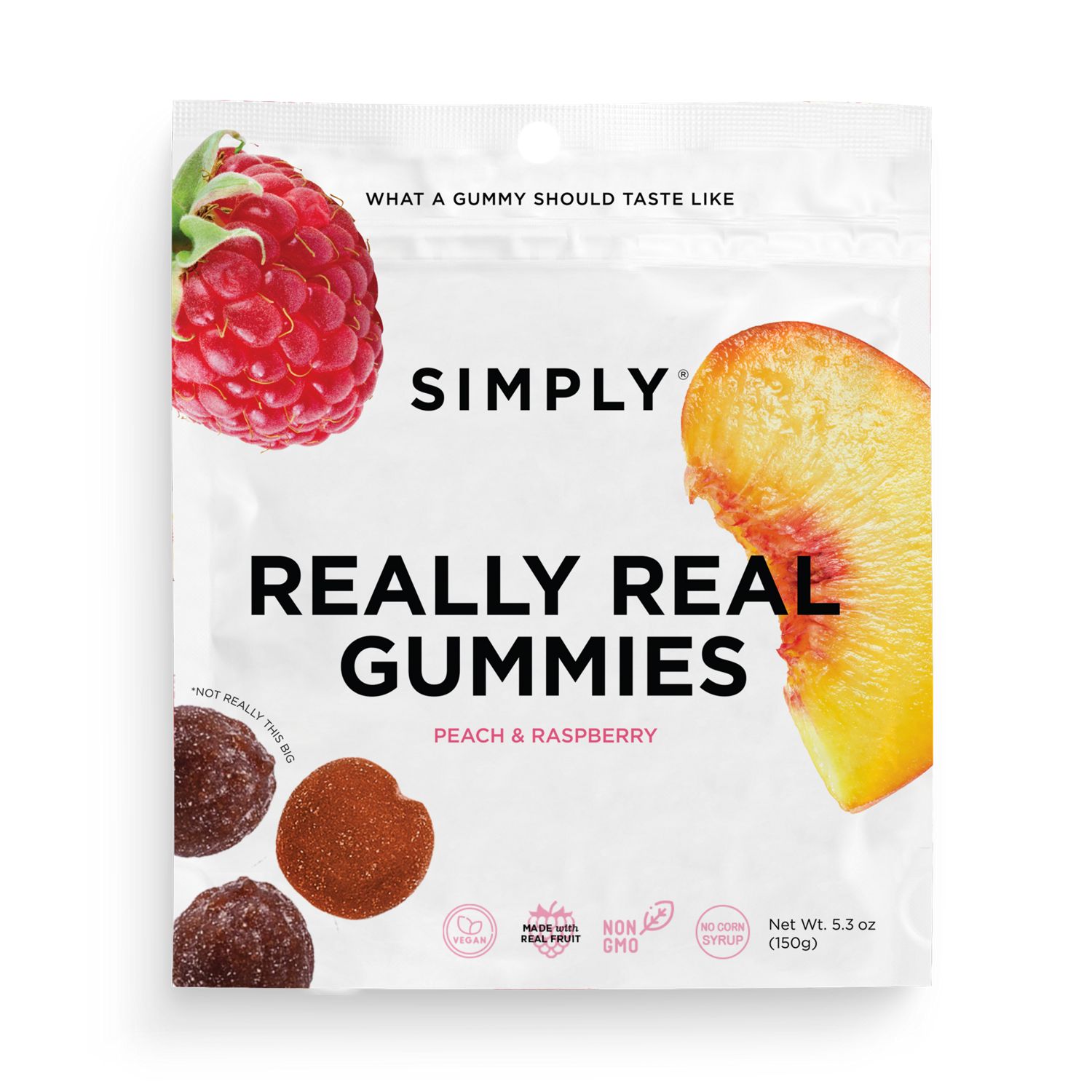 Simply, Really Real Gummies, Peach & Raspberry, 5.3 oz