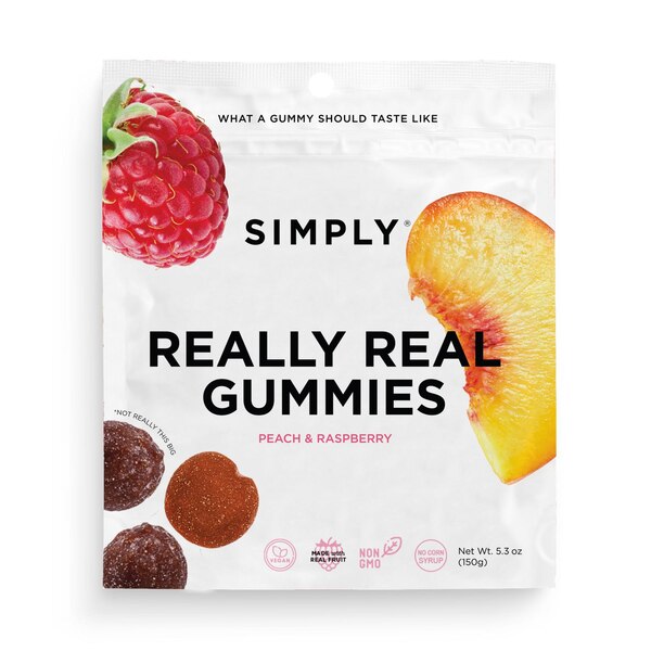 Simply, Really Real Gummies, Peach & Raspberry, 5.3 oz
