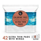 L. Chlorine Free Ultra Thin Pads, Organic Cotton, Super, 42 CT, thumbnail image 1 of 2