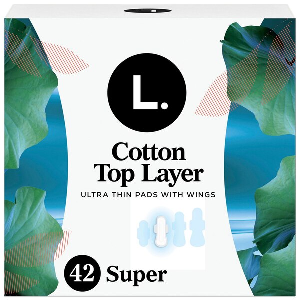 L. Chlorine Free Ultra Thin Pads, Organic Cotton, Super, 42 CT
