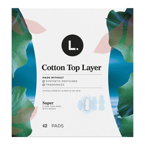 L. Chlorine Free Ultra Thin Pads, Organic Cotton, Super, 42 CT