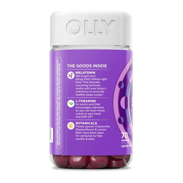 OLLY Sleep Gummies, 3mg Melatonin, Sleep Aid, Blackberry Zen, 70CT