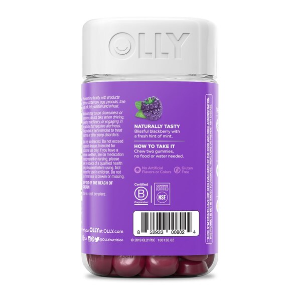 OLLY Sleep Gummies, 3mg Melatonin, Sleep Aid, Blackberry Zen, 70CT