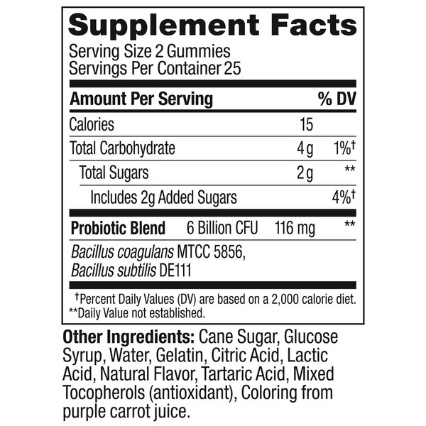 OLLY Extra Strength Probiotic Gummies, 6 Billion CFUs, 2 Probiotic Strains, 50CT