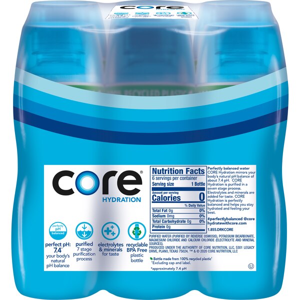 Core Hydration Perfectly Balanced Water, 16.9 OZ Bottles, 6 CT