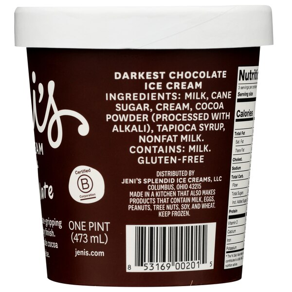 Jeni's Spendid Ice Creams Darkest Chocolate, 16 oz