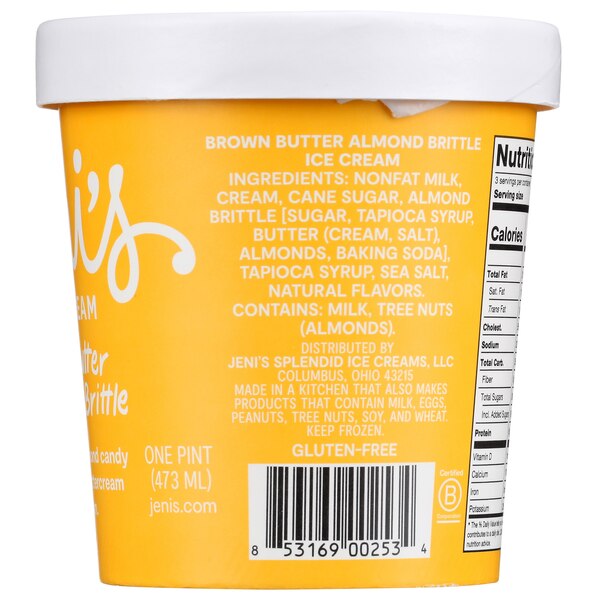 Jeni's Spendid Ice Creams Brown Butter Almond Brittle, 16 oz