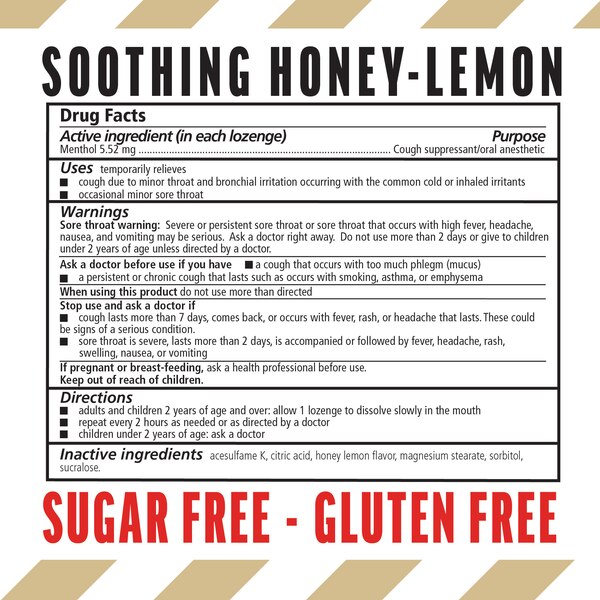 Fisherman's Friend Sugar Free Honey-Lemon Mentol Cough Suppressant/Oral Anesthetic, 40 CT