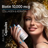Codeage Hair Vitamins, Biotin 10000mcg, Keratin, Collagen, Zinc, Multivitamin Supplement, 120 CT, thumbnail image