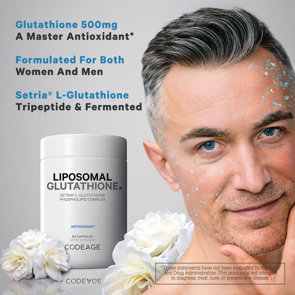 Codeage Liposomal Glutathione, Setria L Glutathione Capsules, Phospholipids, Vegan, Non-GMO, 60 CT